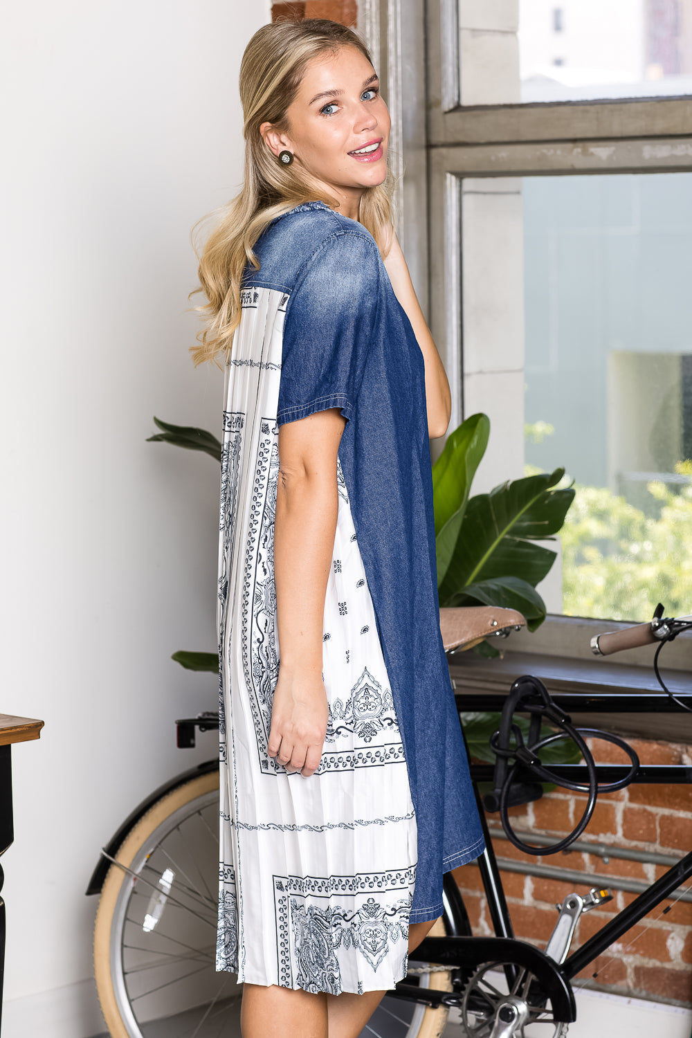 Denise Dress with Novelty Back Printed Pleating from Joh Apparel