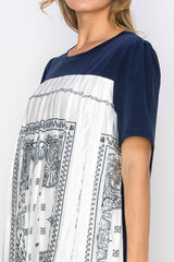 Renyta Dress with Novelty Front Printed Pleating from Joh Apparel