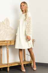 Ariana Stretch Suede Dress with Flowers & Lace from Joh Apparel