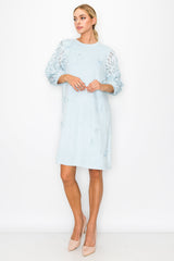 Ariana Stretch Suede Dress with Flowers & Lace from Joh Apparel