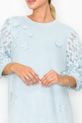 Ariana Stretch Suede Dress with Flowers & Lace from Joh Apparel