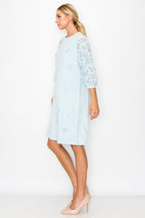 Ariana Stretch Suede Dress with Flowers & Lace from Joh Apparel