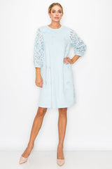 Ariana Stretch Suede Dress with Flowers & Lace from Joh Apparel