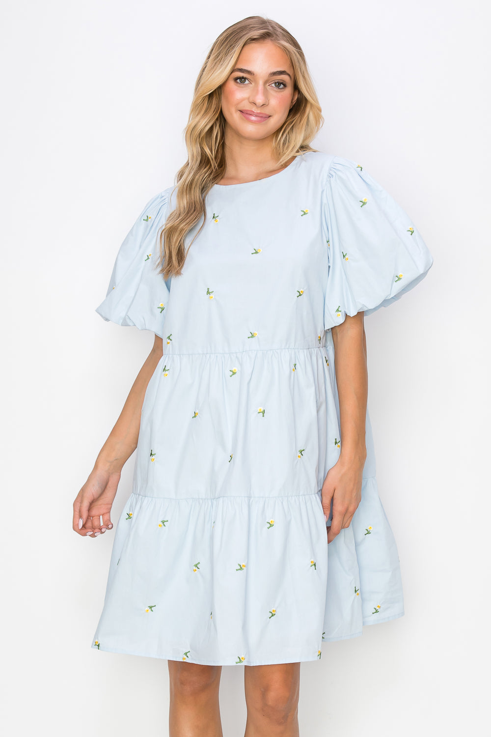 Weslee Cotton Poplin Dress with Embroidered Summer Flowers from Joh Apparel