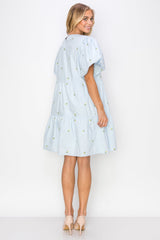 Weslee Cotton Poplin Dress with Embroidered Summer Flowers from Joh Apparel