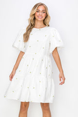Weslee Cotton Poplin Dress with Embroidered Summer Flowers from Joh Apparel