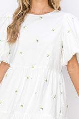 Weslee Cotton Poplin Dress with Embroidered Summer Flowers from Joh Apparel