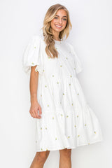Weslee Cotton Poplin Dress with Embroidered Summer Flowers from Joh Apparel