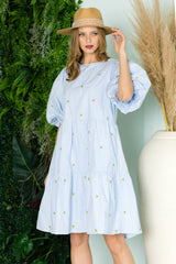 Weslee Cotton Poplin Dress with Embroidered Summer Flowers from Joh Apparel