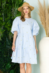 Weslee Cotton Poplin Dress with Embroidered Summer Flowers from Joh Apparel
