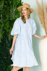 Weslee Cotton Poplin Dress with Embroidered Summer Flowers from Joh Apparel