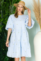 Weslee Cotton Poplin Dress with Embroidered Summer Flowers from Joh Apparel