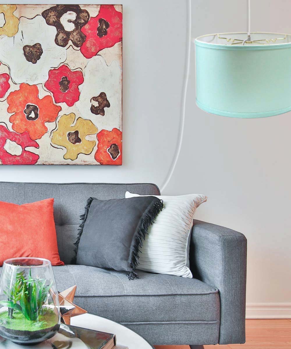 Light Swag Plug-In Pendant 16"w Island Paradise Linen Drum Shade, 17' White Cord From LampsUSA