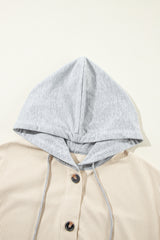 Beige Oversized Corduroy Contrast Hooded Shacket from MsDressly