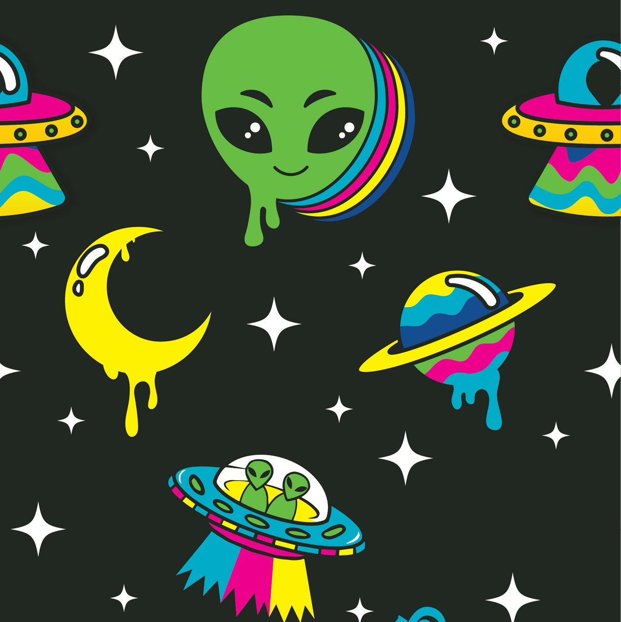 Spaced Out Alien Crew Socks from FootClothes