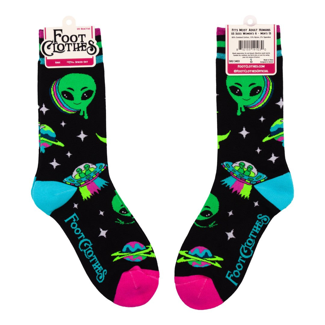 Spaced Out Alien Crew Socks from FootClothes
