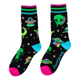 Spaced Out Alien Crew Socks from FootClothes