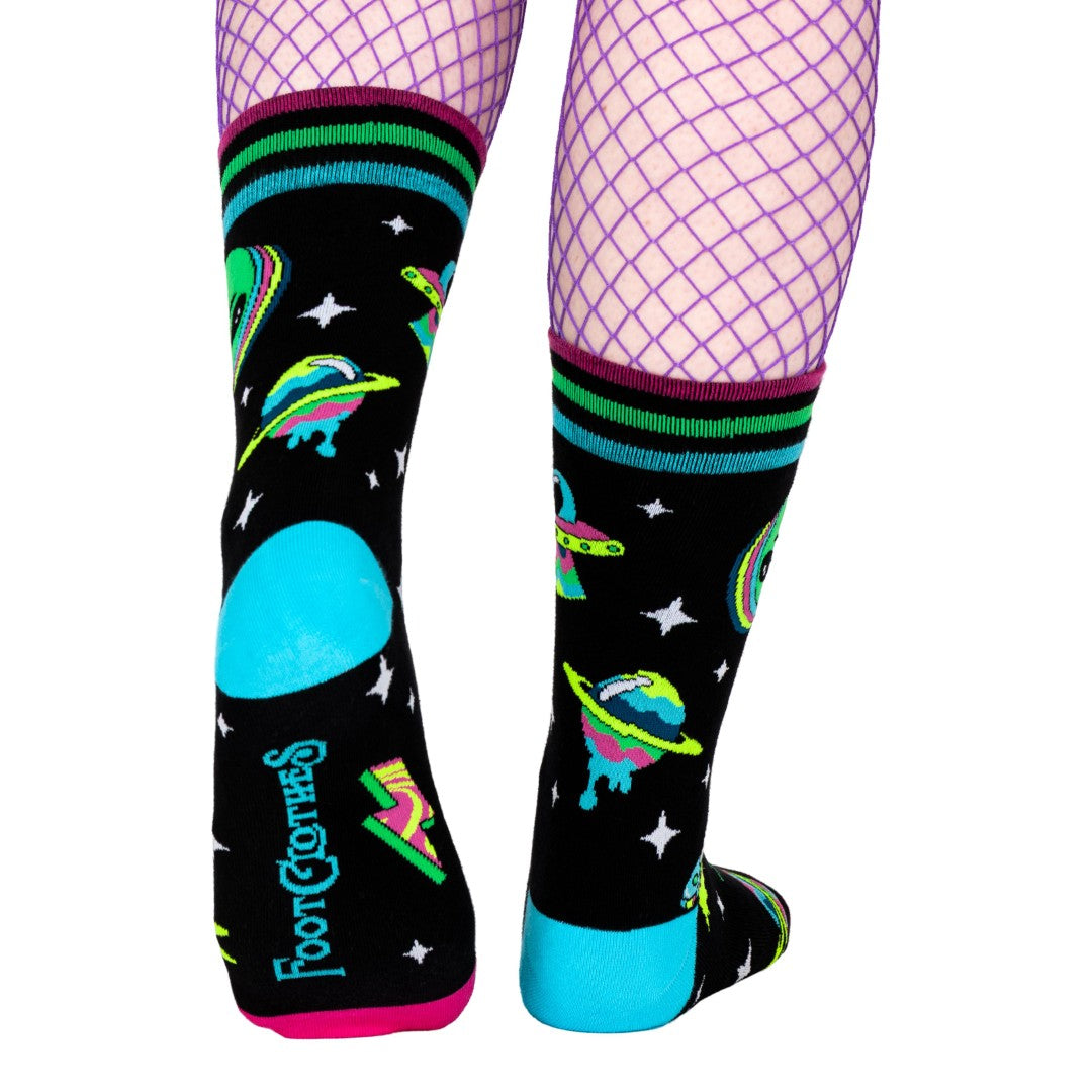 Spaced Out Alien Crew Socks from FootClothes
