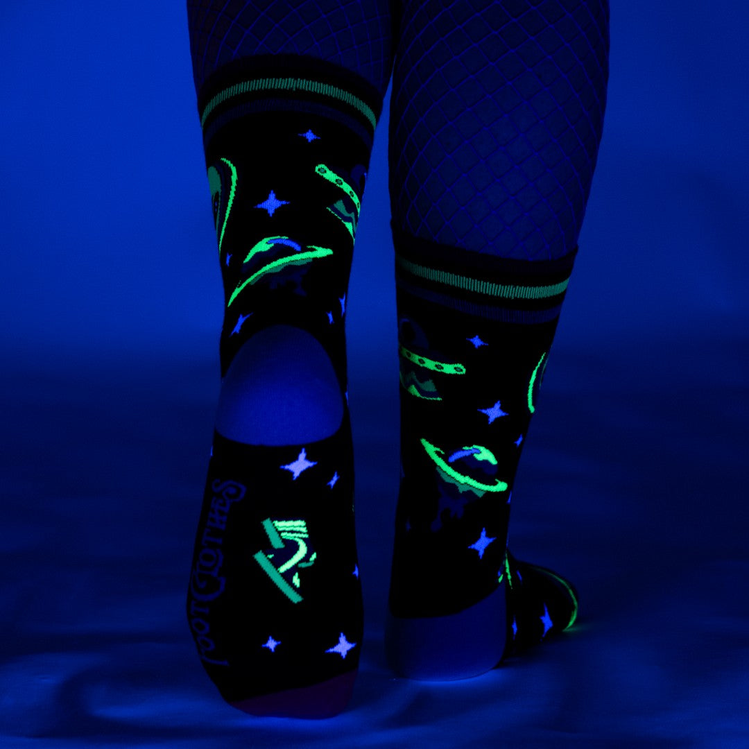 Spaced Out Alien Crew Socks from FootClothes