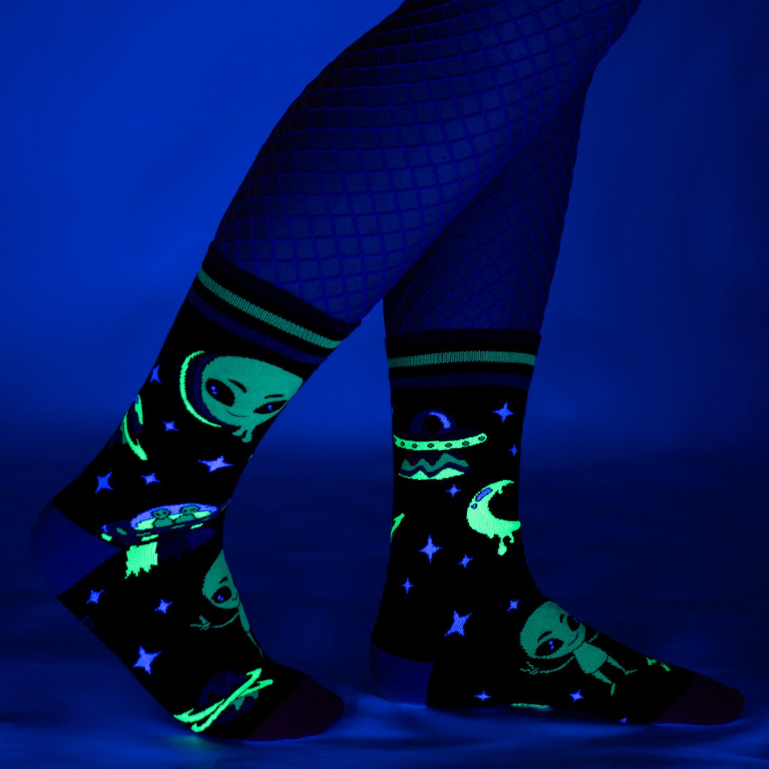 Spaced Out Alien Crew Socks from FootClothes