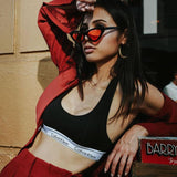 Women's Retro Flat Angle Colored Lens Black Frame Sunglasses C511 from zeroUV