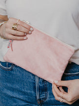 Pink Fleur Vegan Suede Clutch Purse from Ash & Rose