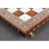 Artisanal 15" Folding Wooden Chess Board- Inlaid Sheesham Wood & Faux Ivory From Royal Chess Mall