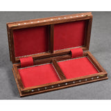 Artisanal 15" Folding Wooden Chess Board- Inlaid Sheesham Wood & Faux Ivory From Royal Chess Mall