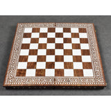 Artisanal 15" Folding Wooden Chess Board- Inlaid Sheesham Wood & Faux Ivory From Royal Chess Mall