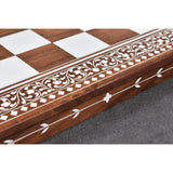 Artisanal 15" Folding Wooden Chess Board- Inlaid Sheesham Wood & Faux Ivory From Royal Chess Mall