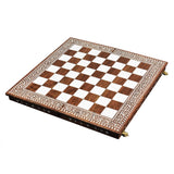 Artisanal 15" Folding Wooden Chess Board- Inlaid Sheesham Wood & Faux Ivory From Royal Chess Mall