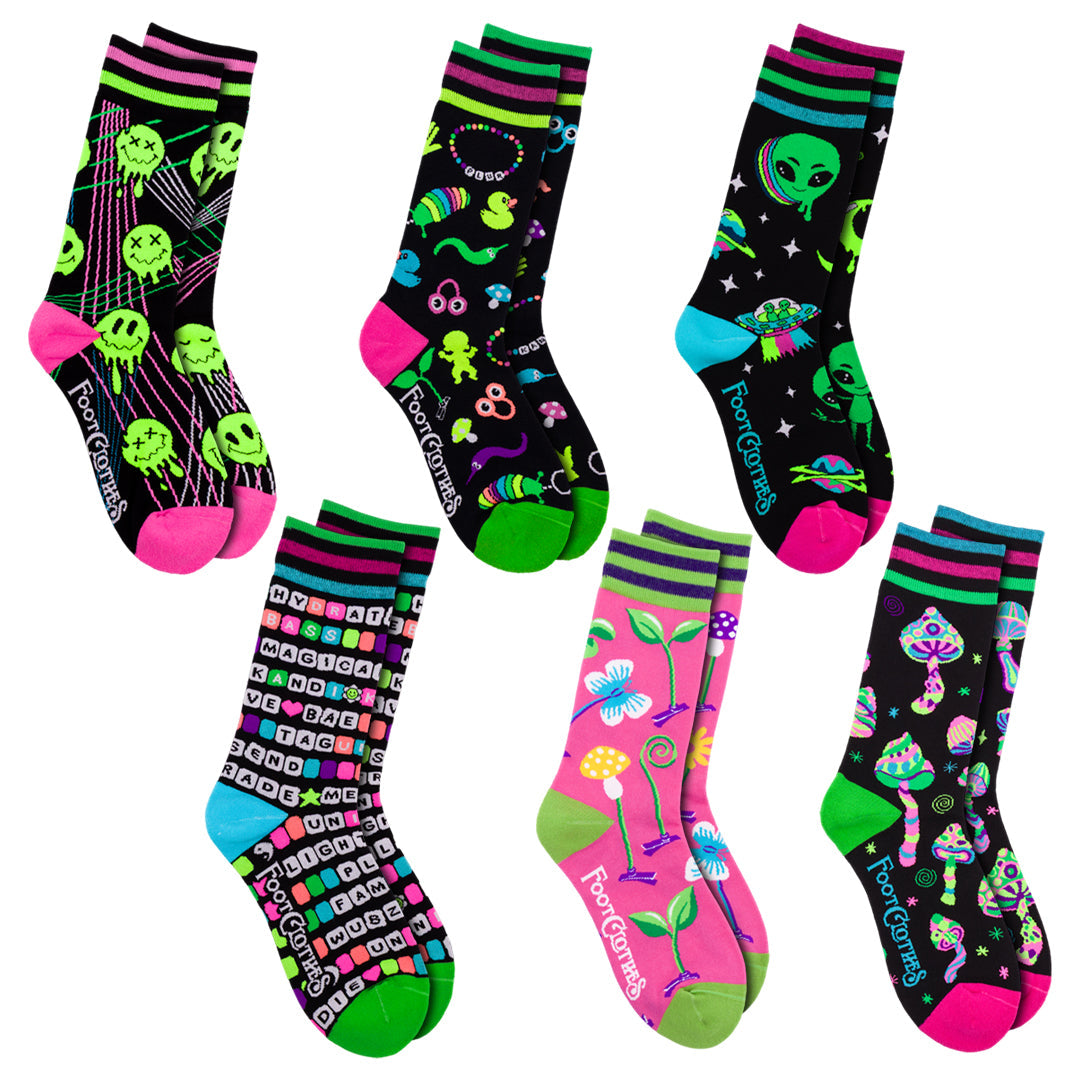 Rave Crew Sock Pack | 6 Designs from FootClothes