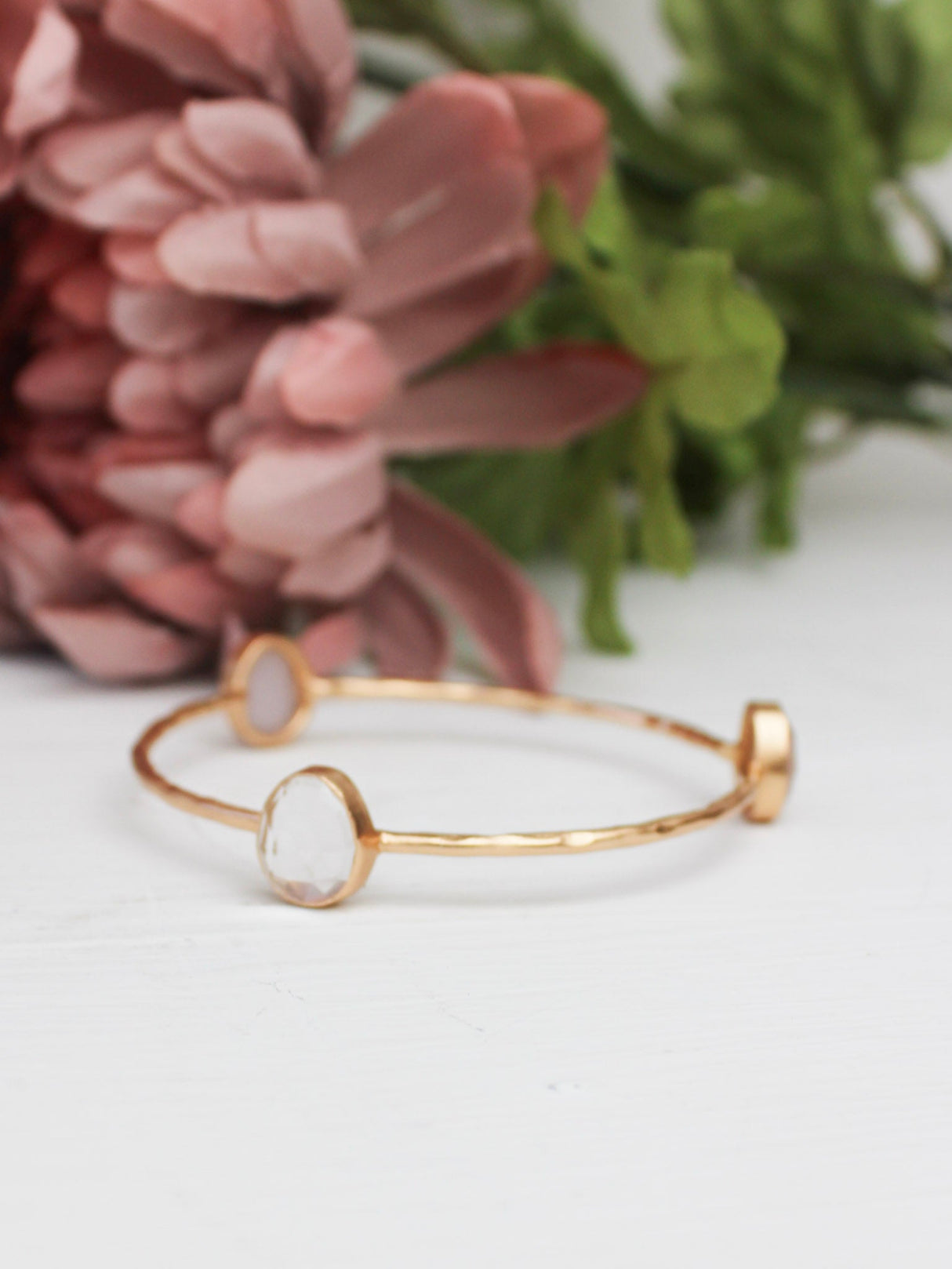 Three Stone Bangle Bracelet (size XS) from Ash & Rose