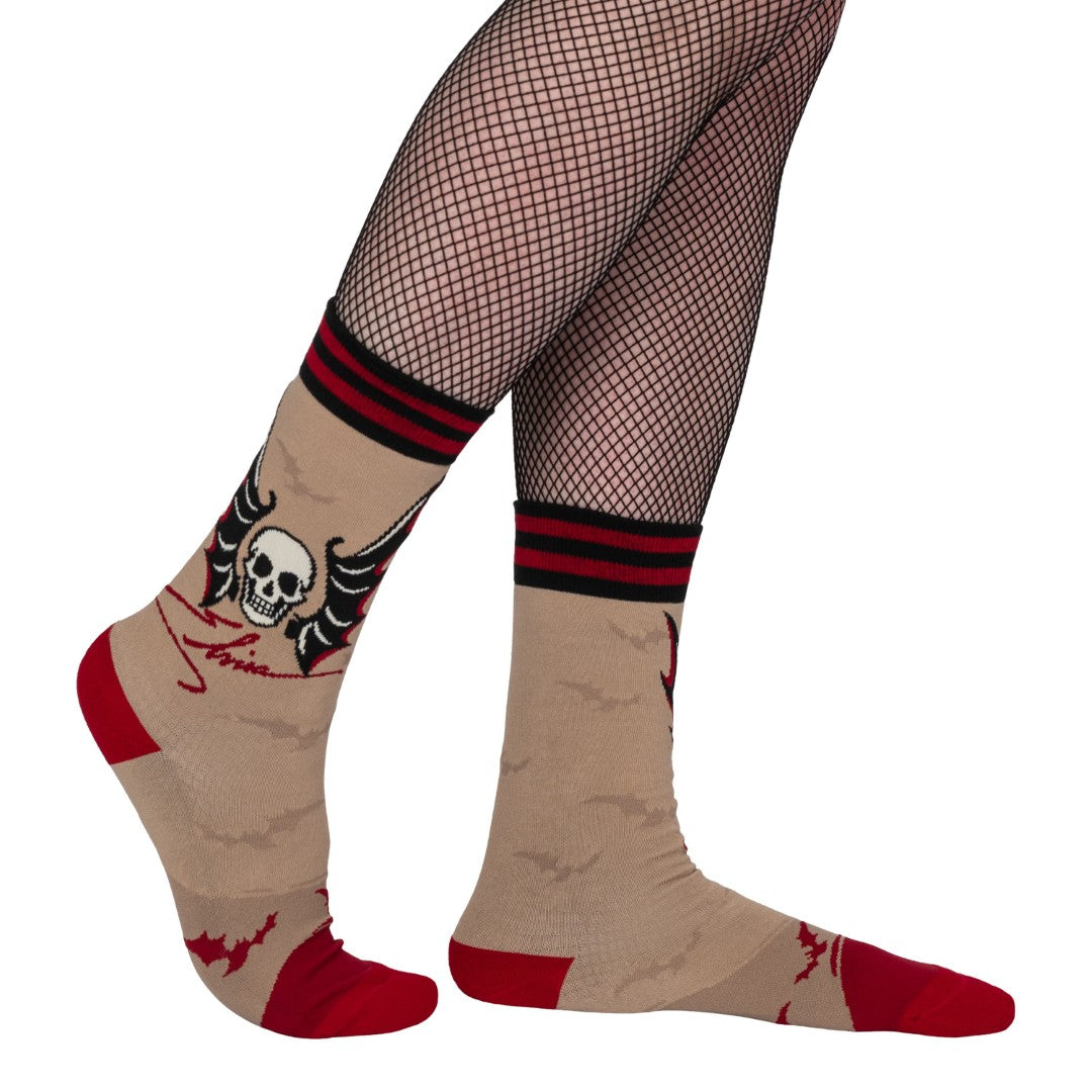 Elvira Cruel Ink Crew Socks from FootClothes