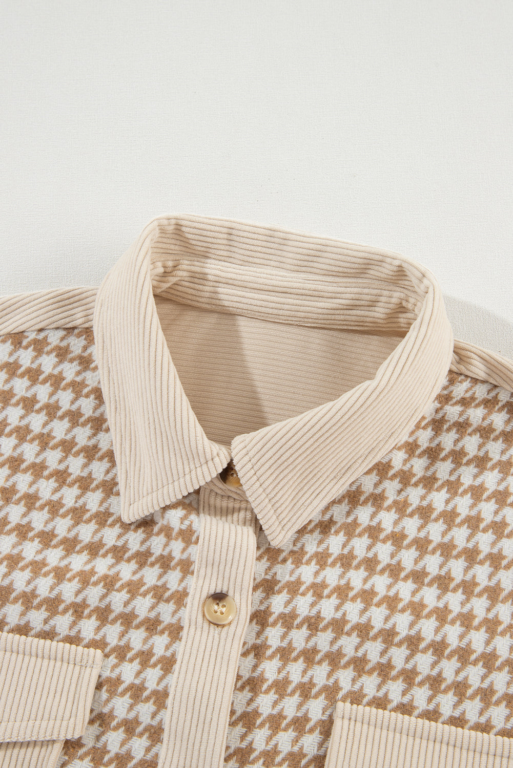 Beige Houndstooth Corduroy Jacket from MsDressly
