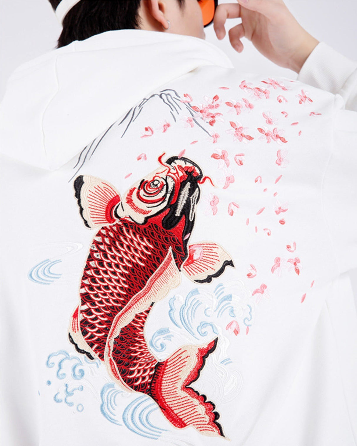 Dancing Fish Embroidery Hoodie from Niepce Inc