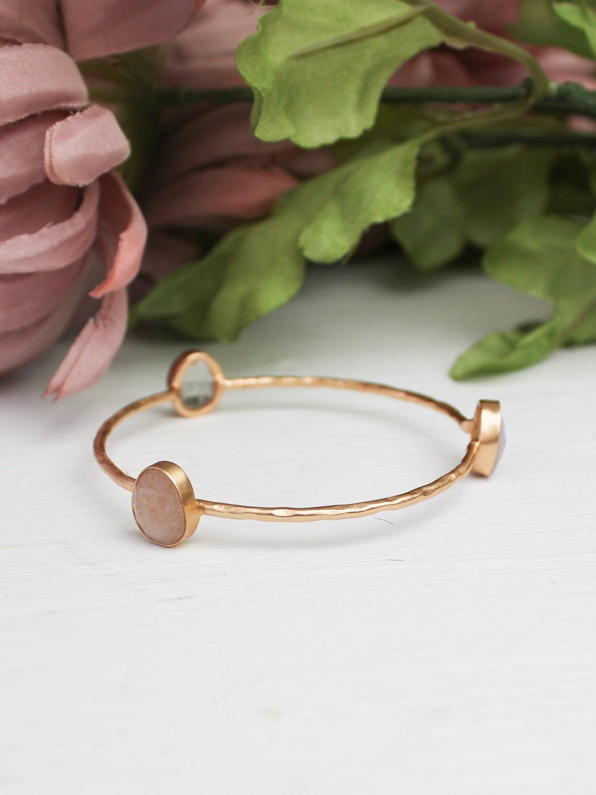 Three Stone Bangle Bracelet (size XS) from Ash & Rose