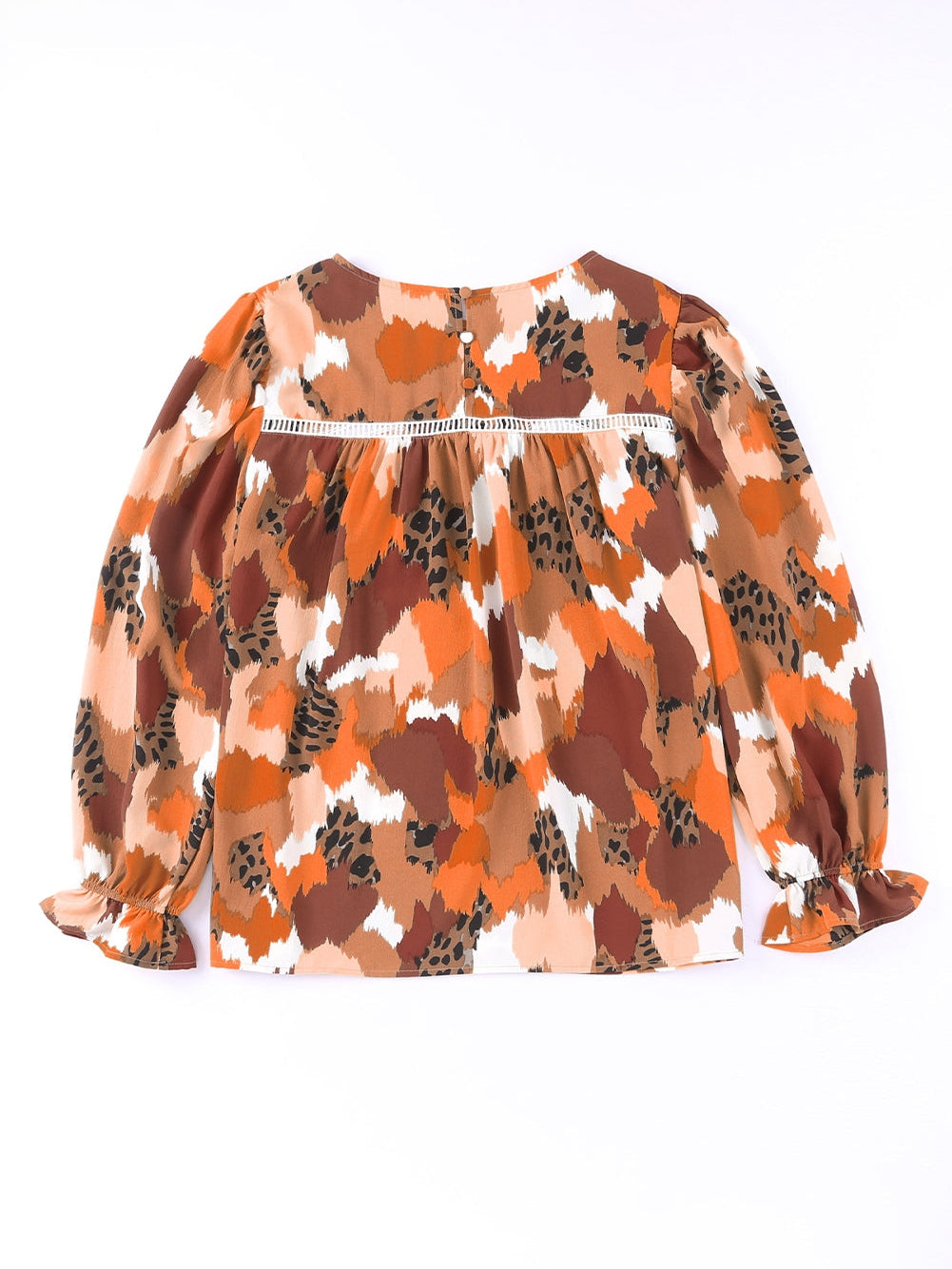 Abstract Leopard Print Puffy Sleeve Blouse from MsDressly
