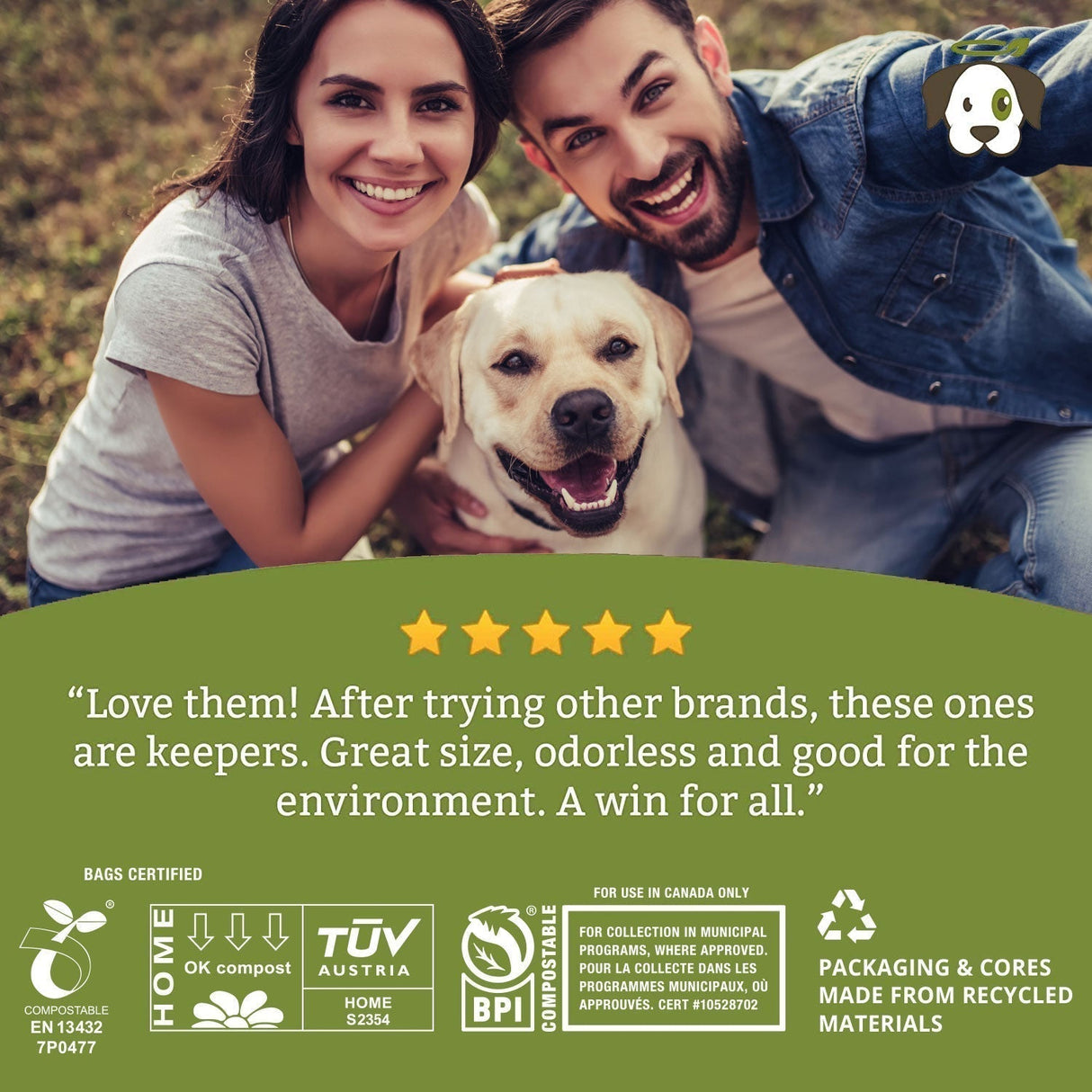 Compostable Pet Waste Bags - 200 Bags from Doggy Do Good®