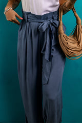 Luna Belted Frilly Waist Wide Leg Loose Pants From Threaded Pear