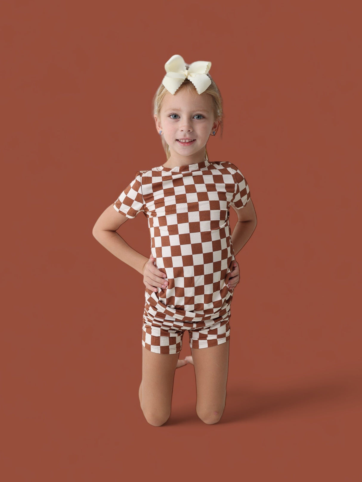 COPPER CHECKERS DREAM SHORT SET from DREAM BIG LITTLE CO