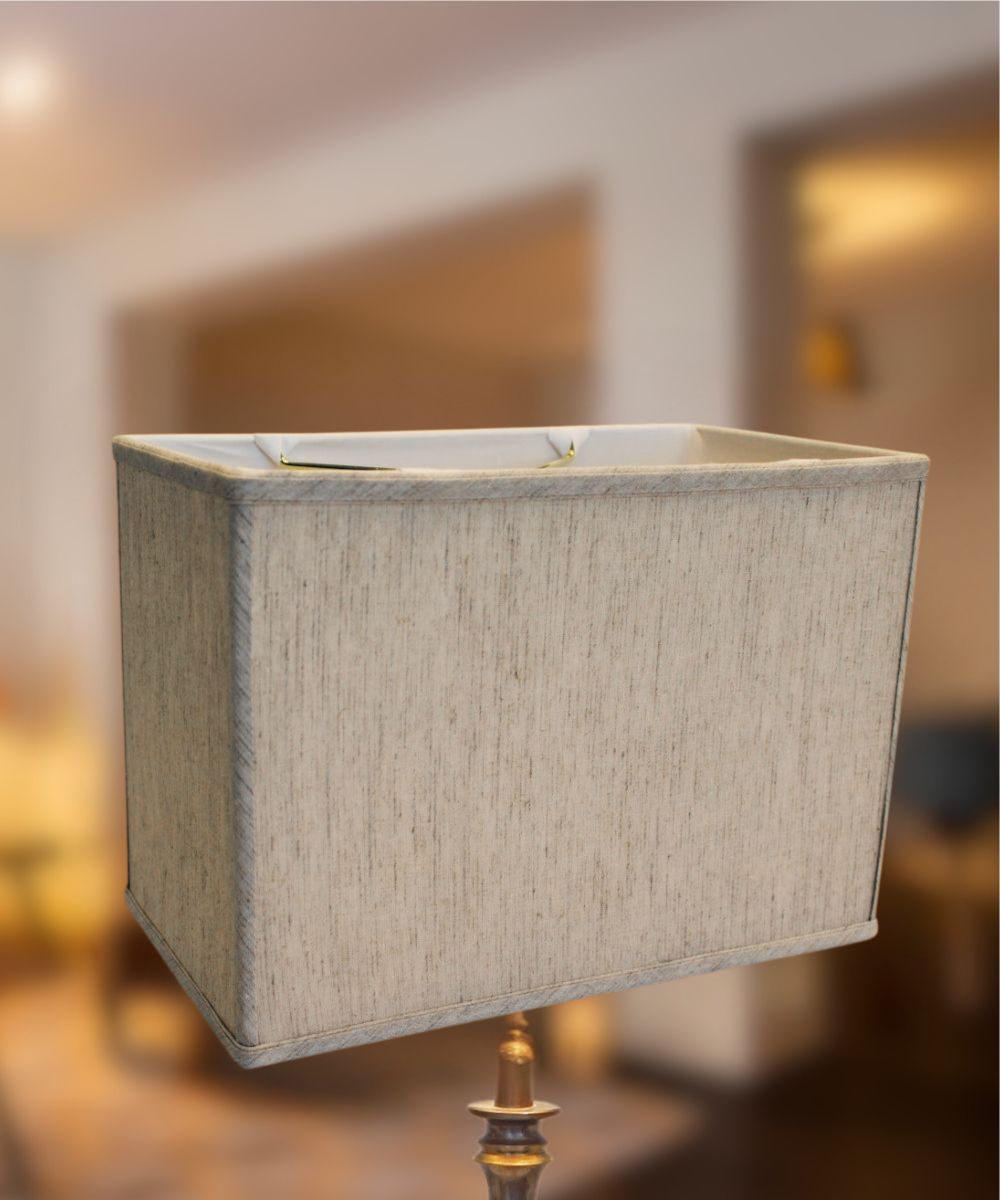 Rectangular 14"W x 10"H Drum Lampshade Softback Textured Oatmeal From LampsUSA