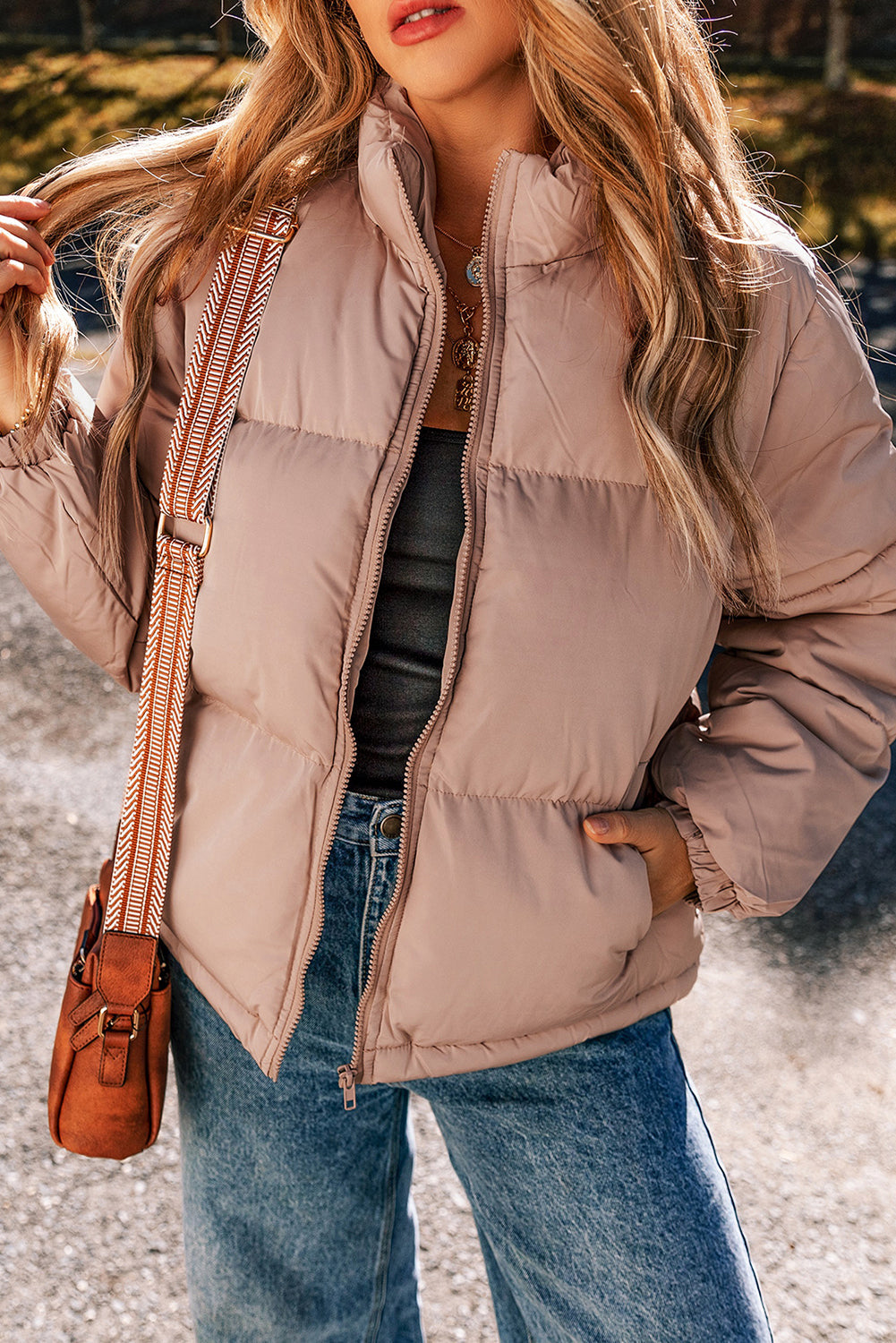 Kamila Zipper Quilted Puffer Jacket from Threaded Pear