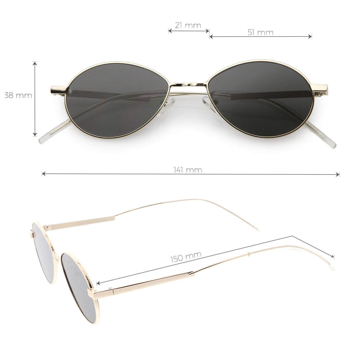 Classic Retro Unisex Metal Oval Dapper Sunglasses C741 from zeroUV