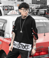 Black Solo Movement Short Sleeves Hoodie from Niepce Inc