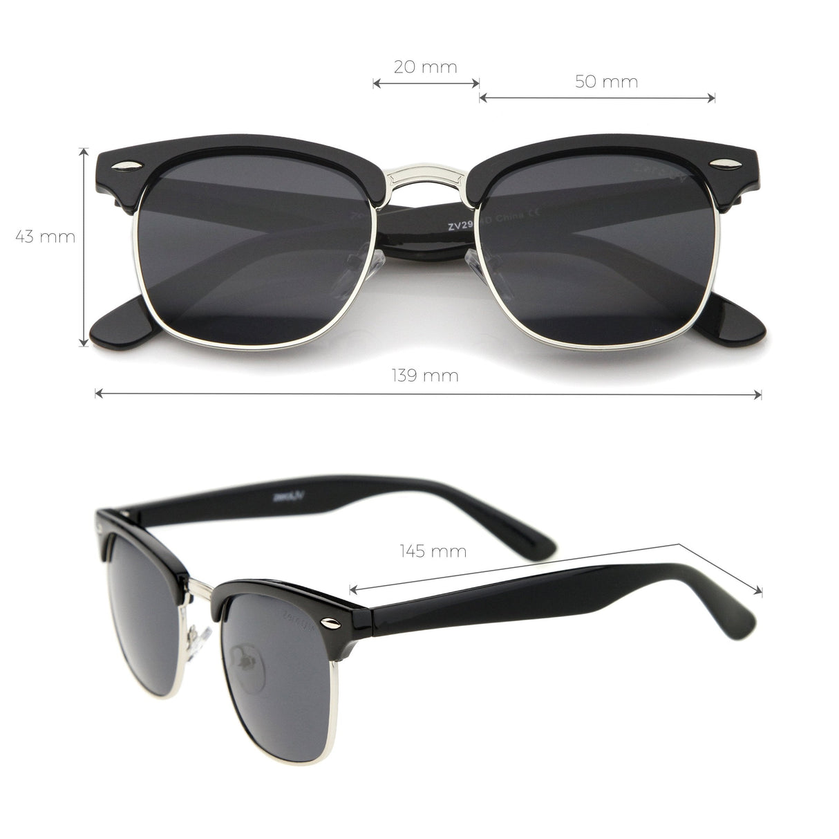 Indie Half Frame Horned Rim Vintage Inspired Sunglasses 2934 from zeroUV
