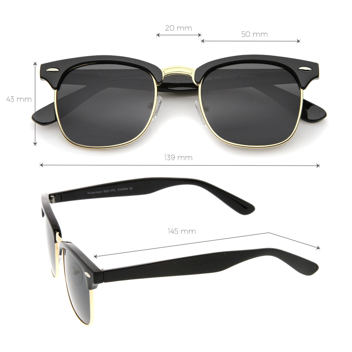 Indie Half Frame Horned Rim Polarized Lens Sunglasses 2936 from zeroUV
