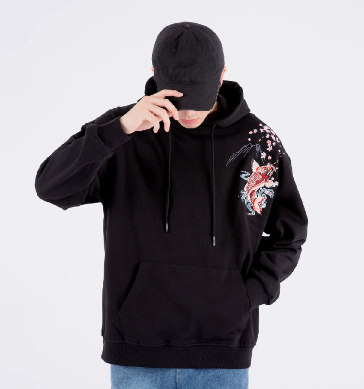 Dancing Fish Embroidery Hoodie from Niepce Inc