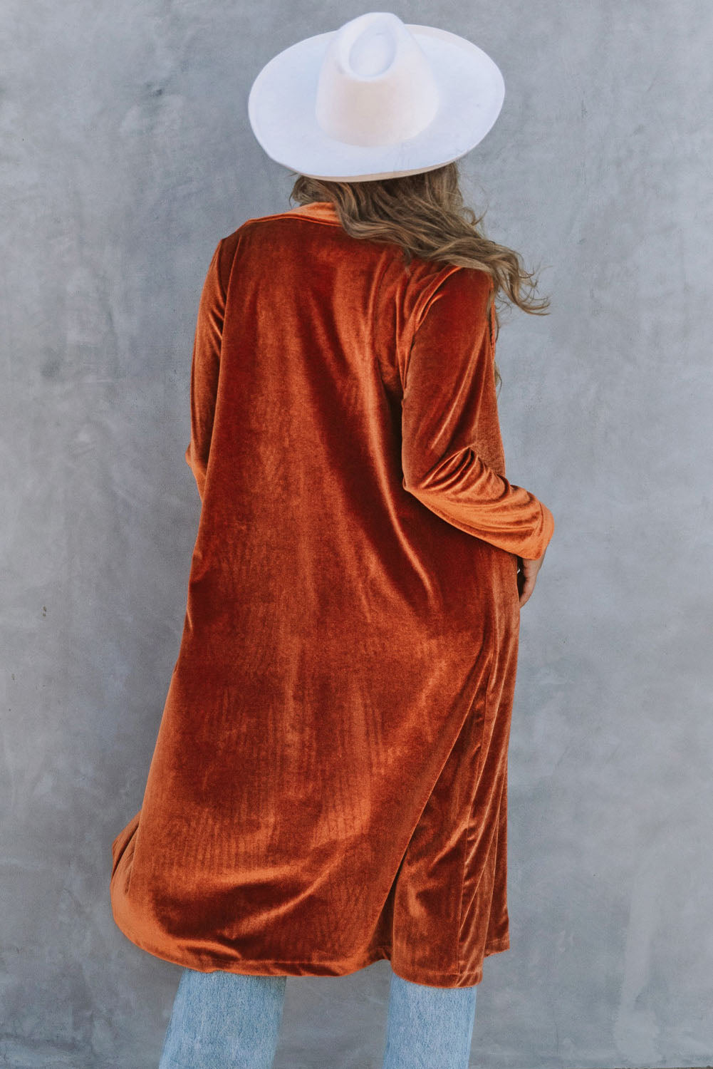 Brown Retro Velvet Long Sleeve Pocket Coat From MsDressly