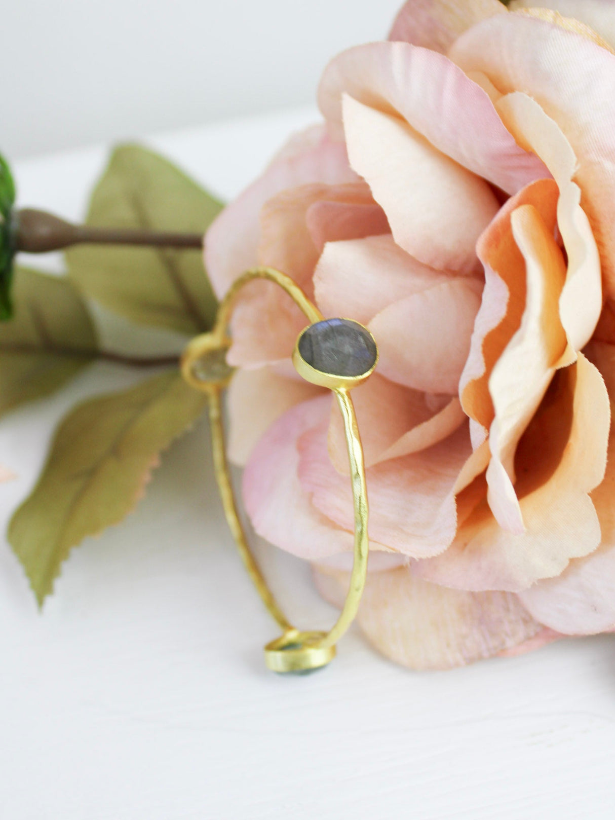Three Stone Bangle Bracelet (size XS) from Ash & Rose
